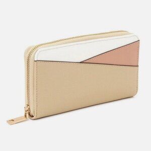 Tan Pink White Wallet Clutch Wristlet Women OS